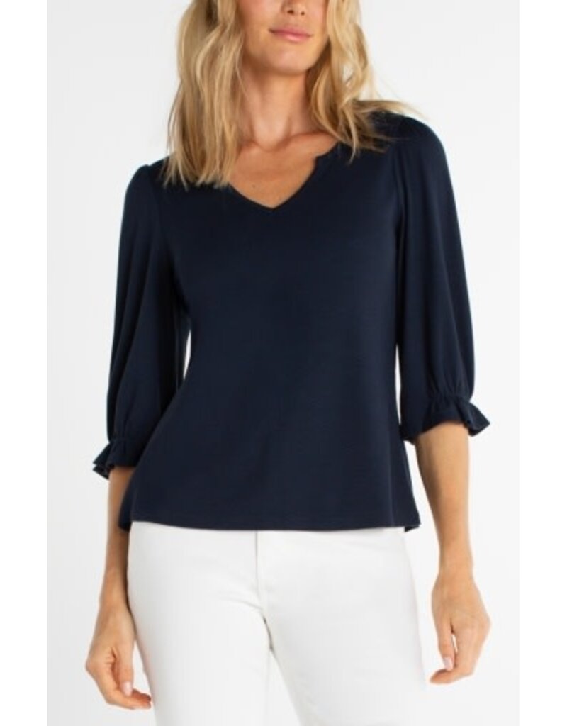 Liverpool Los Angeles Liverpool Elbow Sleeve Notch Knit Tee