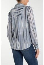 Liverpool Los Angeles Liverpool Long Sleeve Button Front Woven Shirt with Back Seaming