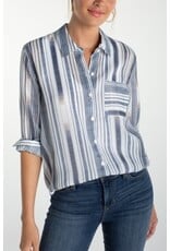 Liverpool Los Angeles Liverpool Long Sleeve Button Front Woven Shirt with Back Seaming