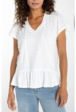 Liverpool Los Angeles Liverpool Short Sleeve V-neck Knit Top w/ Miter Detail