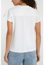 Liverpool Los Angeles Liverpool Short Sleeve V-neck Knit Top w/ Miter Detail