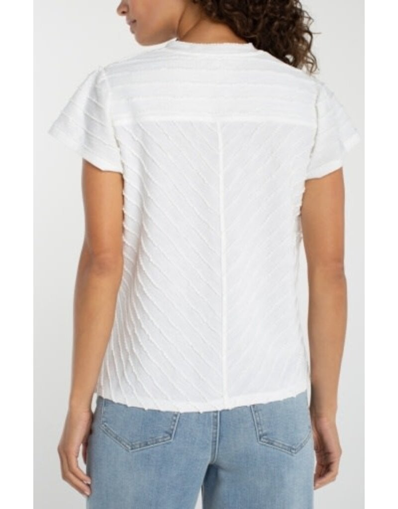 Liverpool Los Angeles Liverpool Short Sleeve V-neck Knit Top w/ Miter Detail