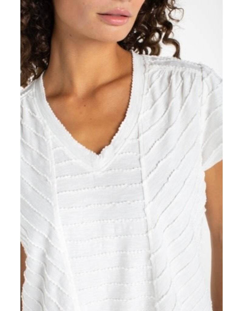 Liverpool Los Angeles Liverpool Short Sleeve V-neck Knit Top w/ Miter Detail