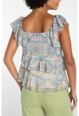 Liverpool Los Angeles Liverpool Flutter Sleeve Draped Woven Blouse