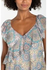 Liverpool Los Angeles Liverpool Flutter Sleeve Draped Woven Blouse