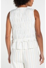 Liverpool Los Angeles Liverpool Sleeveless Tie Front Woven Top w/ Smocking