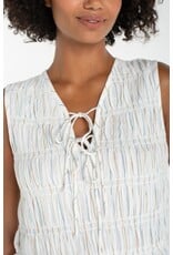 Liverpool Los Angeles Liverpool Sleeveless Tie Front Woven Top w/ Smocking