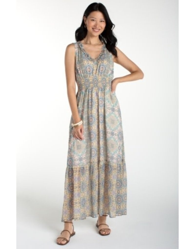 Liverpool Los Angeles Liverpool Sleeveless Smocked Waist Woven Maxi Dress