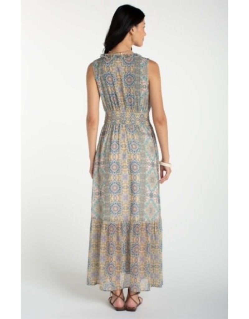 Liverpool Los Angeles Liverpool Sleeveless Smocked Waist Woven Maxi Dress