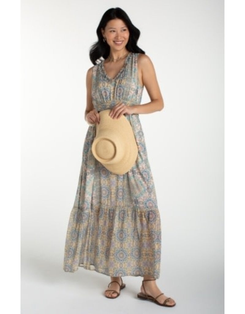 Liverpool Los Angeles Liverpool Sleeveless Smocked Waist Woven Maxi Dress