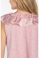 Liverpool Los Angeles Liverpool Ruffle Front Sleeveless Woven Knit Top