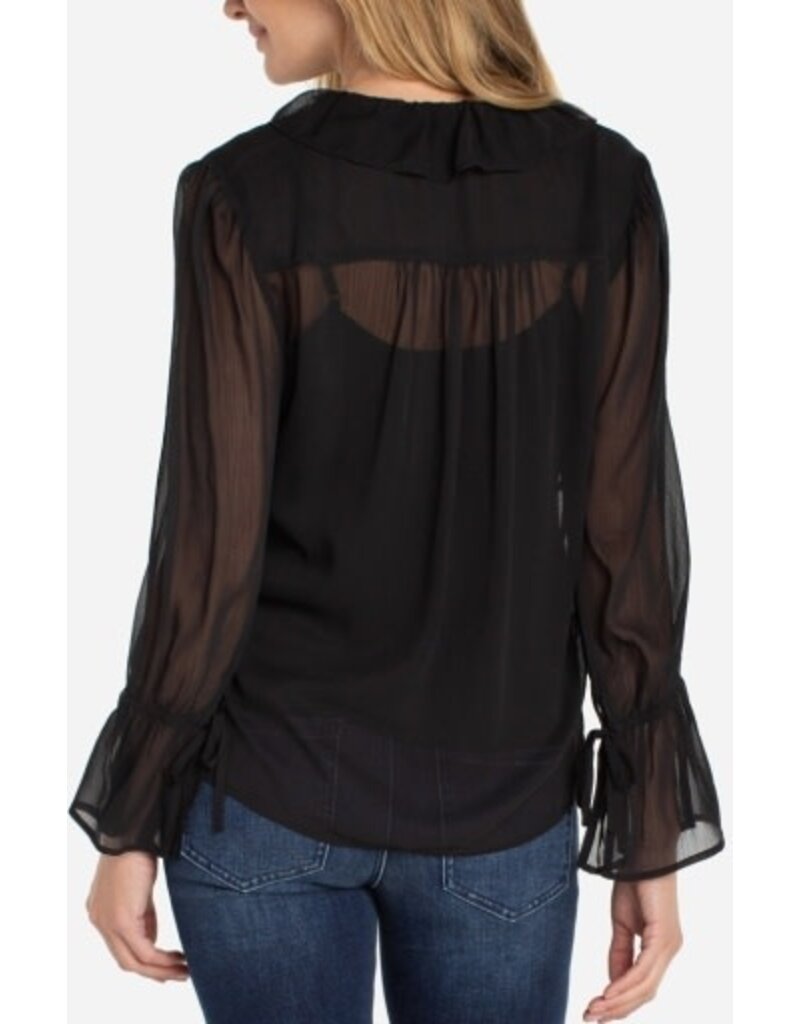 Liverpool Los Angeles Liverpool Long Sleeve Ruffle Front Woven Shirt