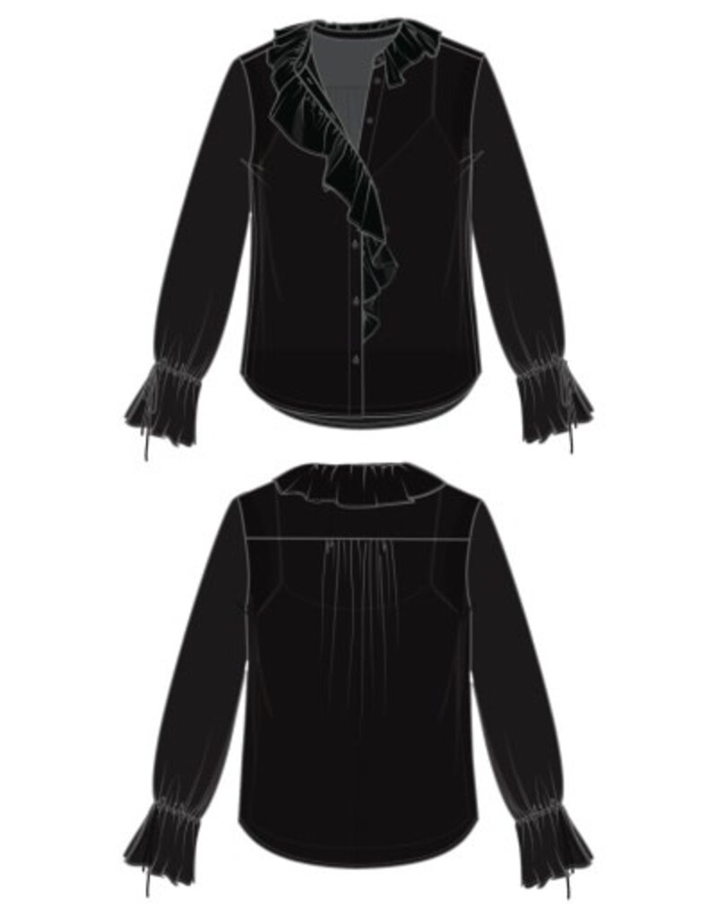 Liverpool Los Angeles Liverpool Long Sleeve Ruffle Front Woven Shirt