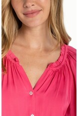 Liverpool Los Angeles Liverpool 3/4 Sleeve Button Front Woven Top with Ruffle Details