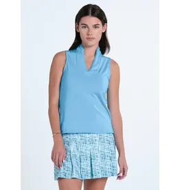 Lucky In Love Lucky in Love Pleated Placket Sleeveless Bset