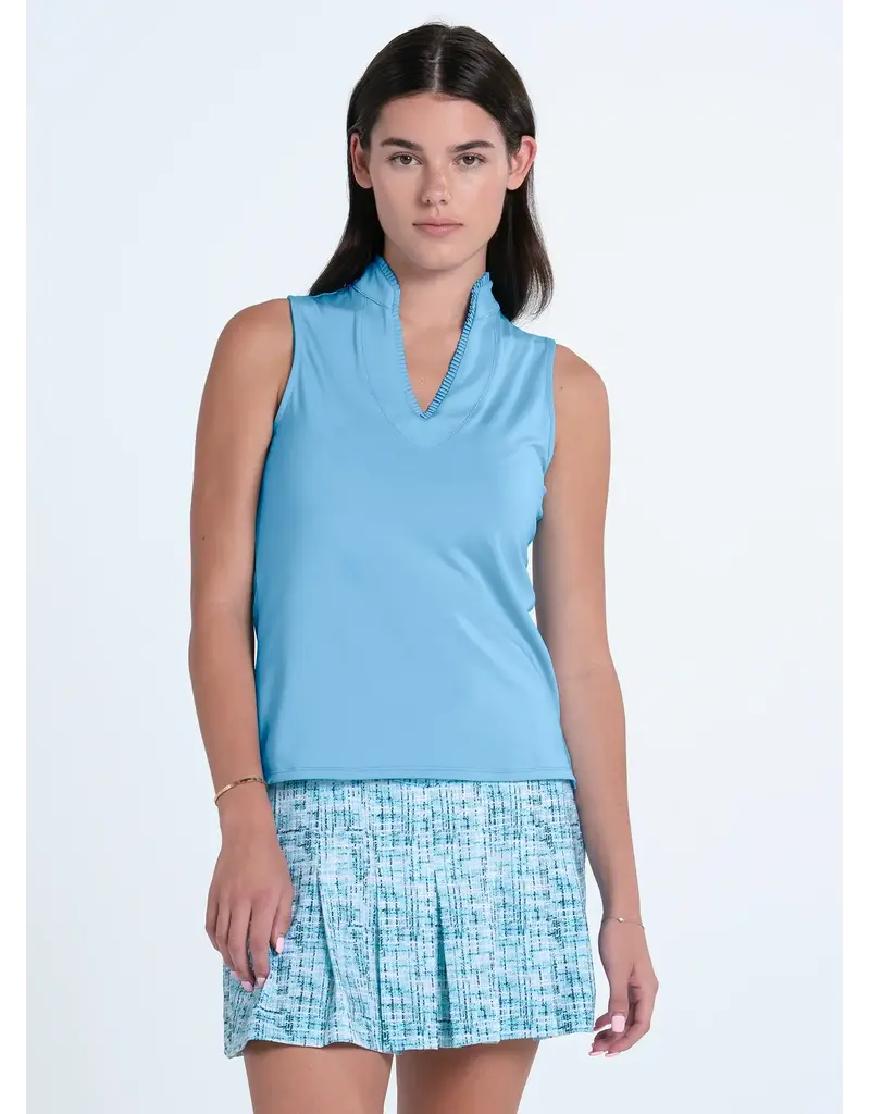 Lucky In Love Lucky in Love Pleated Placket Sleeveless Bset