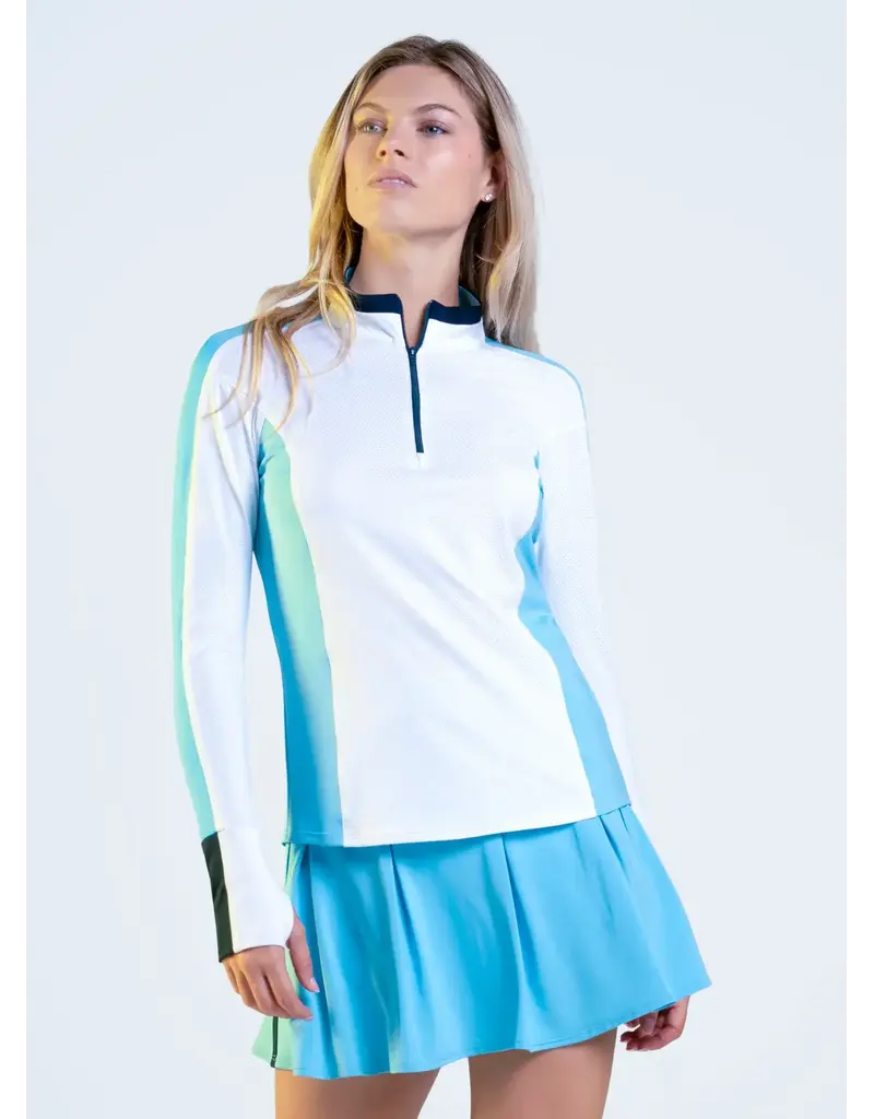 Lucky In Love Lucky in Love Zip Drive Quarter Zip Long Sleeve White