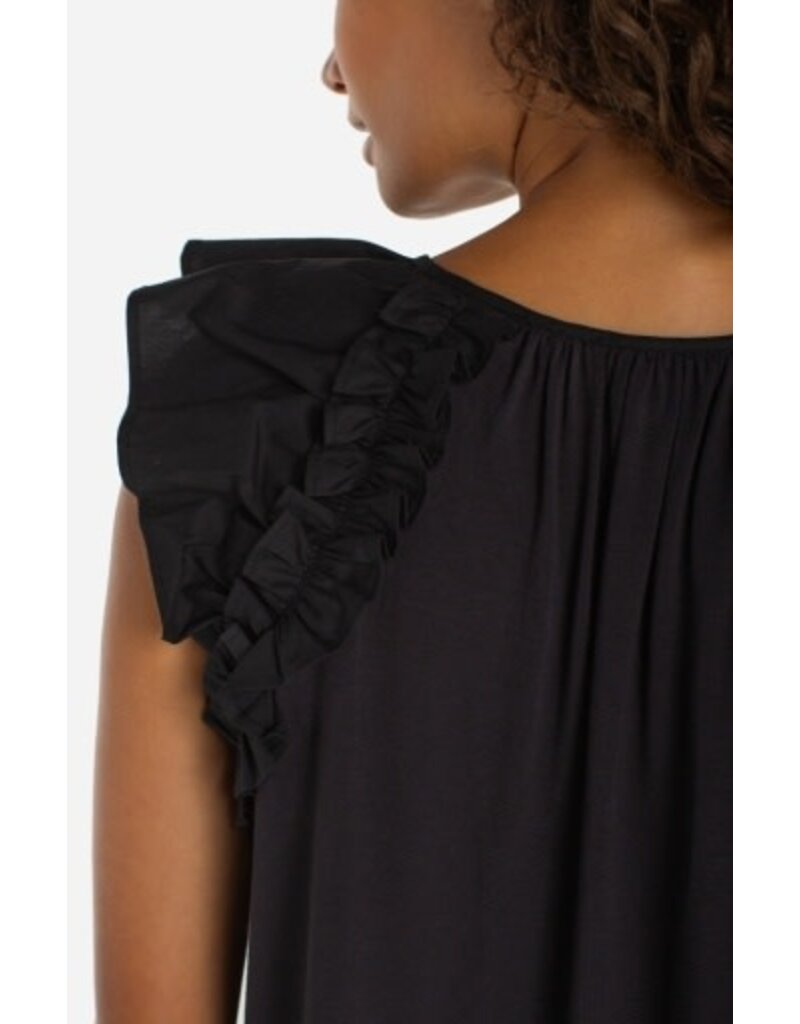 Liverpool Los Angeles Liverpool Flutter Sleeve Knit Woven Top with Ties