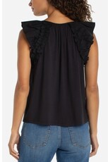 Liverpool Los Angeles Liverpool Flutter Sleeve Knit Woven Top with Ties