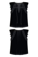 Liverpool Los Angeles Liverpool Flutter Sleeve Knit Woven Top with Ties