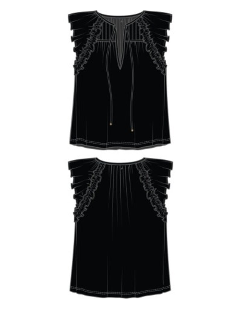 Liverpool Los Angeles Liverpool Flutter Sleeve Knit Woven Top with Ties