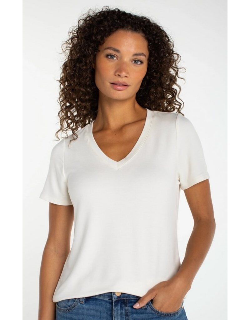 Liverpool Los Angeles Liverpool Short Sleeve V-neck Knit Tee