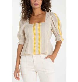 Liverpool Los Angeles Liverpool Half Sleeve Square Neck Tie Back Woven Top