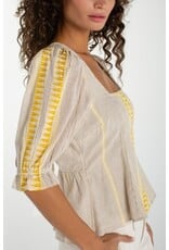 Liverpool Los Angeles Liverpool Half Sleeve Square Neck Tie Back Woven Top