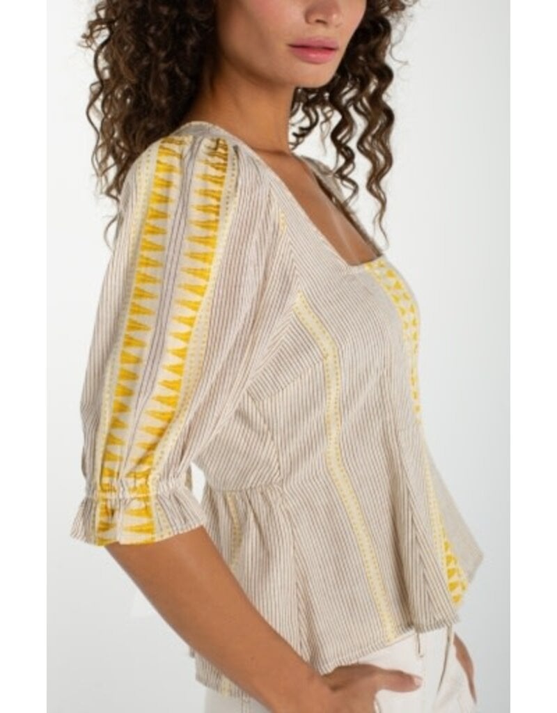 Liverpool Los Angeles Liverpool Half Sleeve Square Neck Tie Back Woven Top