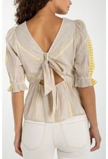 Liverpool Los Angeles Liverpool Half Sleeve Square Neck Tie Back Woven Top