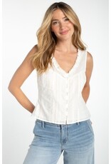 Liverpool Los Angeles Liverpool Sleeveless Pintucked Woven Top with Ruffles