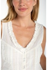 Liverpool Los Angeles Liverpool Sleeveless Pintucked Woven Top with Ruffles