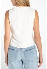 Liverpool Los Angeles Liverpool Sleeveless Pintucked Woven Top with Ruffles
