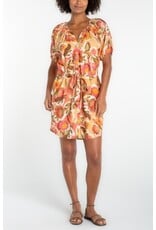 Liverpool Los Angeles Liverpool Short Sleeve Shirred Button Front Woven Dress