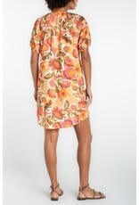 Liverpool Los Angeles Liverpool Short Sleeve Shirred Button Front Woven Dress