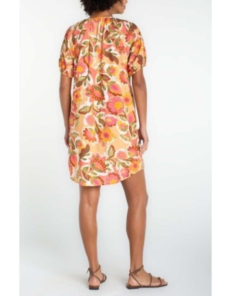 Liverpool Los Angeles Liverpool Short Sleeve Shirred Button Front Woven Dress