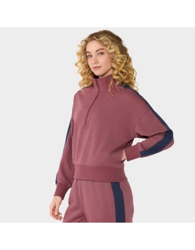 Thirty Three Threads Tavi Terry Half Zip Pullover Deep Ember Navy