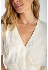 Liverpool Los Angeles Liverpool Short Sleeve Wrap Front Woven Top w/ tie