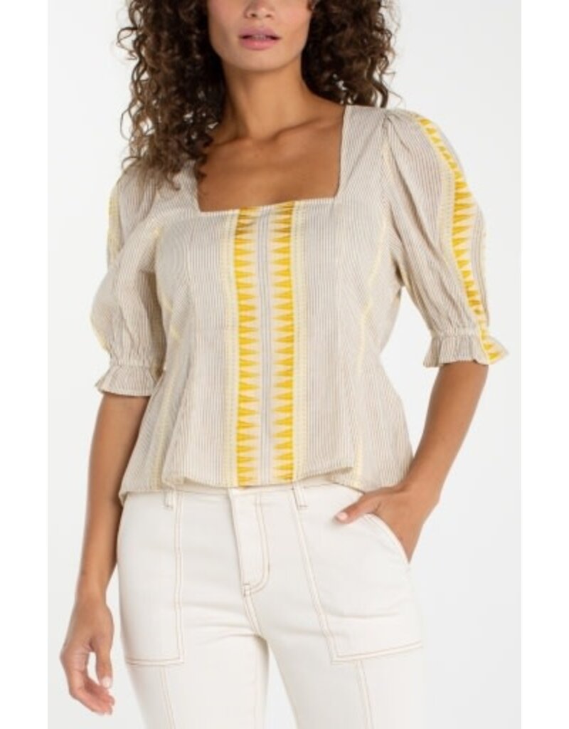 Liverpool Los Angeles Liverpool Half Sleeve Square Neck Tie Back Woven Top