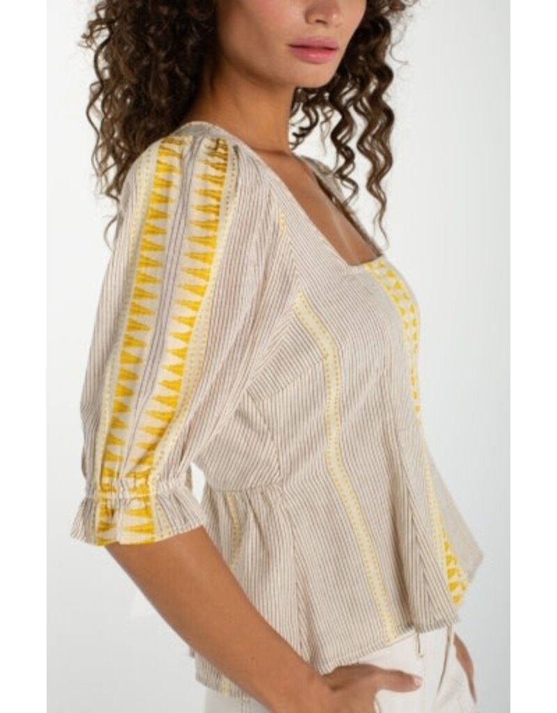 Liverpool Los Angeles Liverpool Half Sleeve Square Neck Tie Back Woven Top