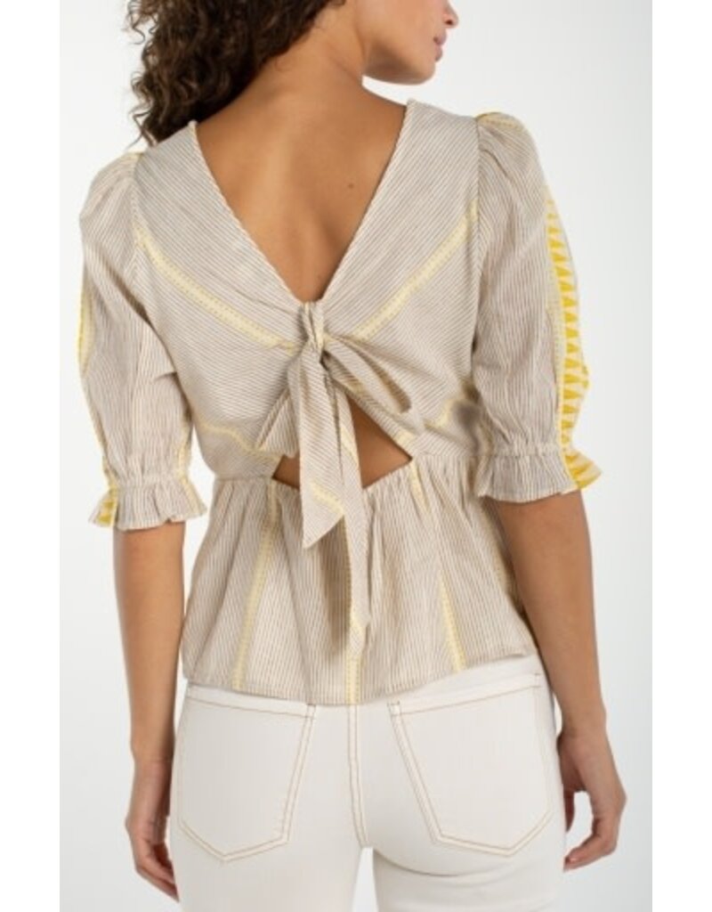 Liverpool Los Angeles Liverpool Half Sleeve Square Neck Tie Back Woven Top