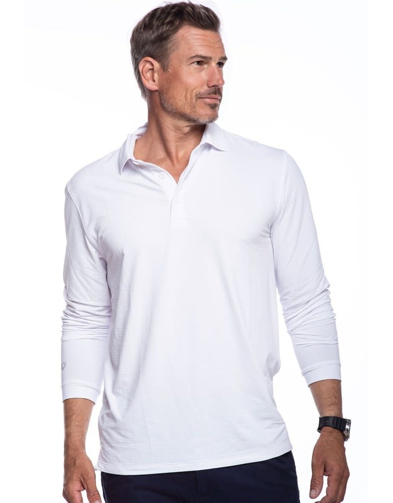 IBKul IBKul Solid Long Sleeve Polo White