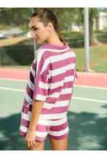 Thrive Societe Thrive Societe Stripe Johnny Collar Pullover Clove Cream