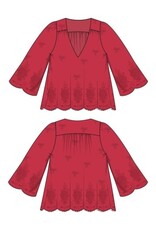 Liverpool Los Angeles Liverpool 3/4 Sleeve V-neck Eyelet Woven Top