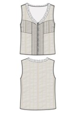 Liverpool Los Angeles Liverpool Sleeveless Pintucked Woven Top with Ruffles
