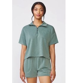 Thrive Societe Thrive Societe Luxe Twill Pocket Top Lt Eucalyptus