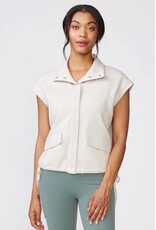 Thrive Societe Thrive Societe Short Sleeve Wide Collar Button Front Jacket Sand Heather