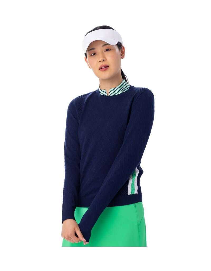 Belyn Key Belyn Key Greenside Cable Sweater Ink Kiwi Chalk