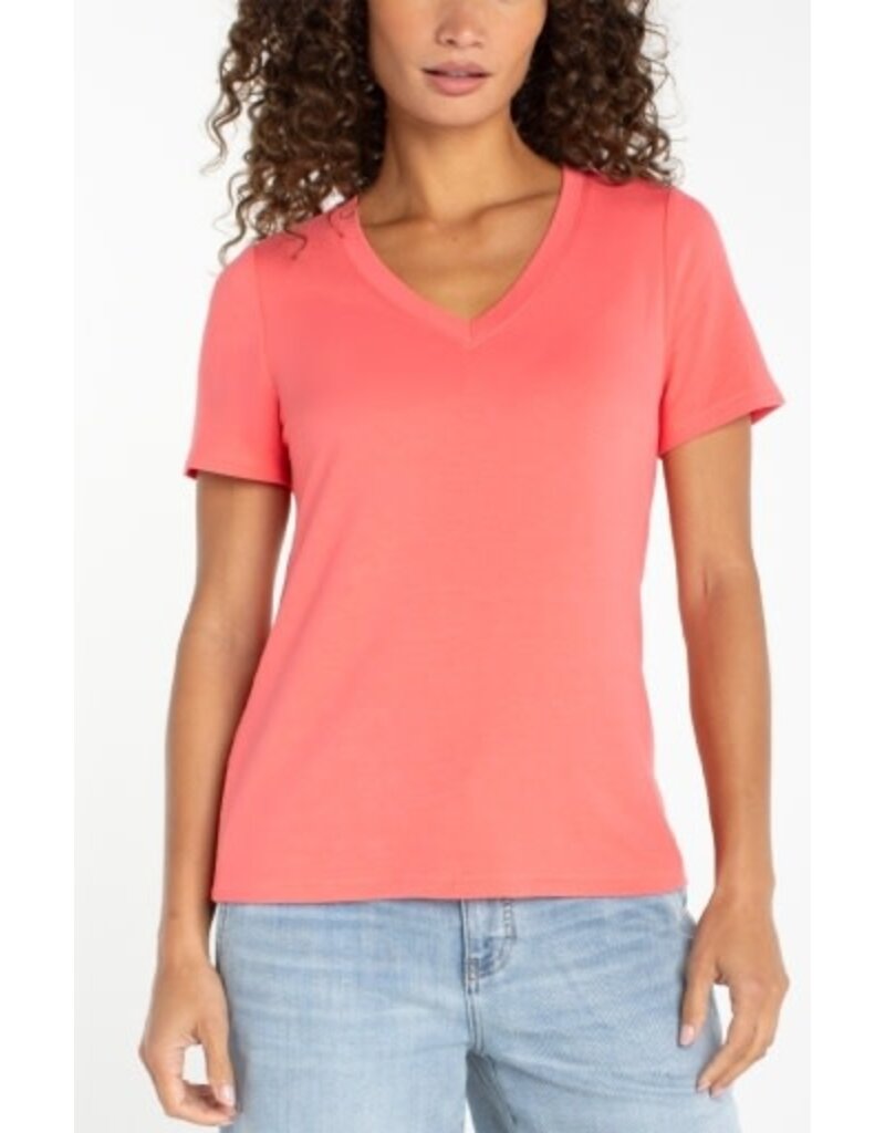 Liverpool Los Angeles Liverpool Short Sleeve V-neck Knit Tee