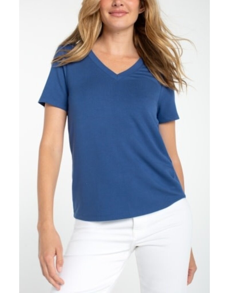 Liverpool Los Angeles Liverpool Short Sleeve V-neck Knit Tee